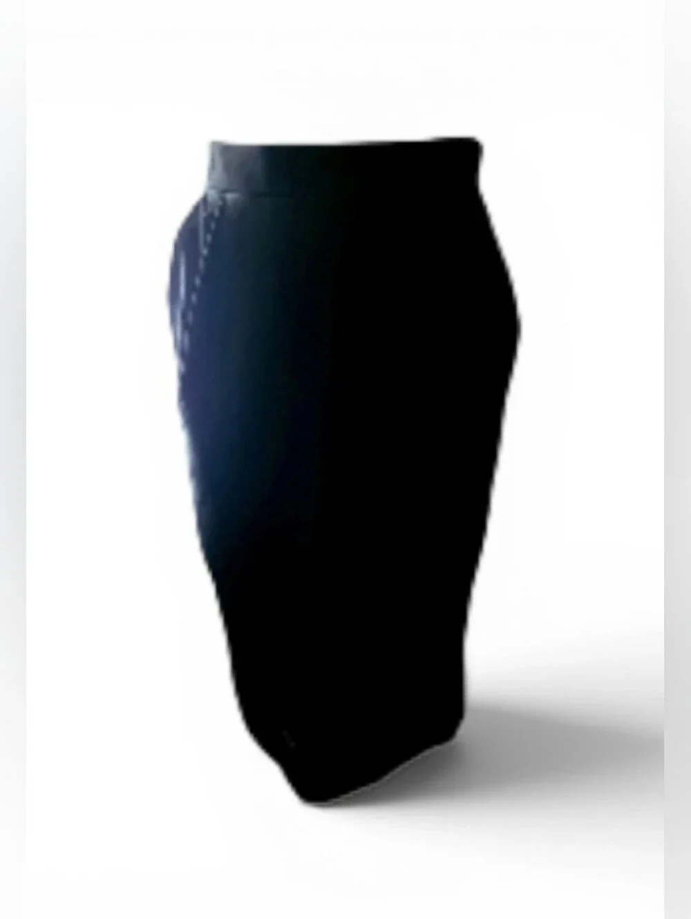 Lanvin Vintage Black Satin Pencil Skirt w/ 2-Way-Zips in Back